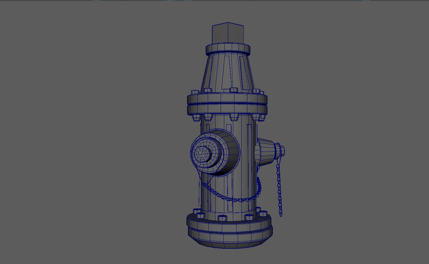 Fire Hydrant Wireframe and Shaded View